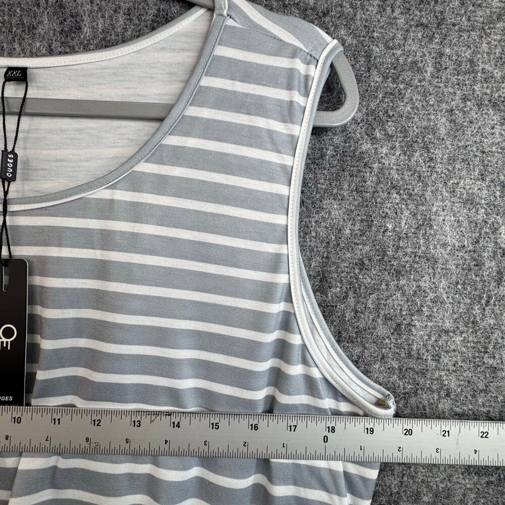 OUGES Women XXL Gray White Striped Sleeveless Cas… - image 7